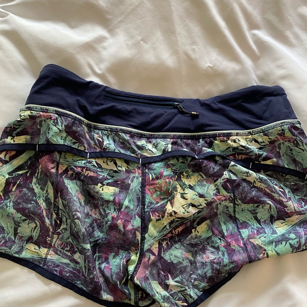 Green/purple patterned Lulu lemon shorts!